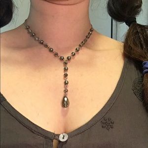 The Limited beaded Y drop necklace gunmetal grey BOGO